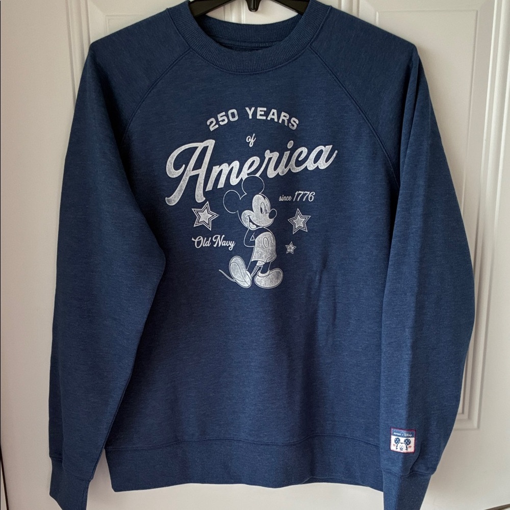 Old Navy women’s Navy Blue Crewneck Sweatshirt with White Mickey Graphic